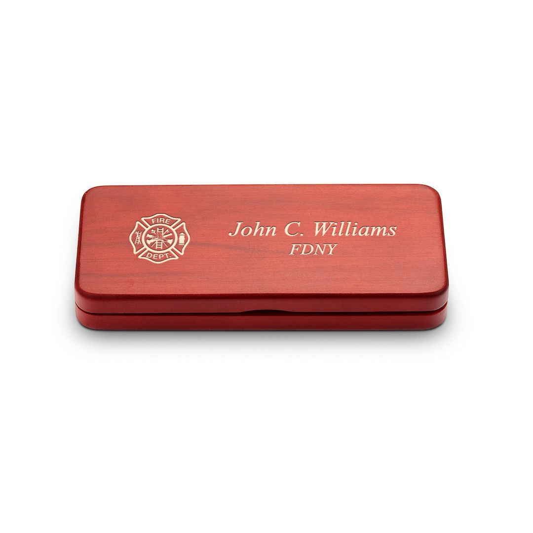 Elegance Collection Cherry Finish Personalized Pen & Pencil Set for Firefighters