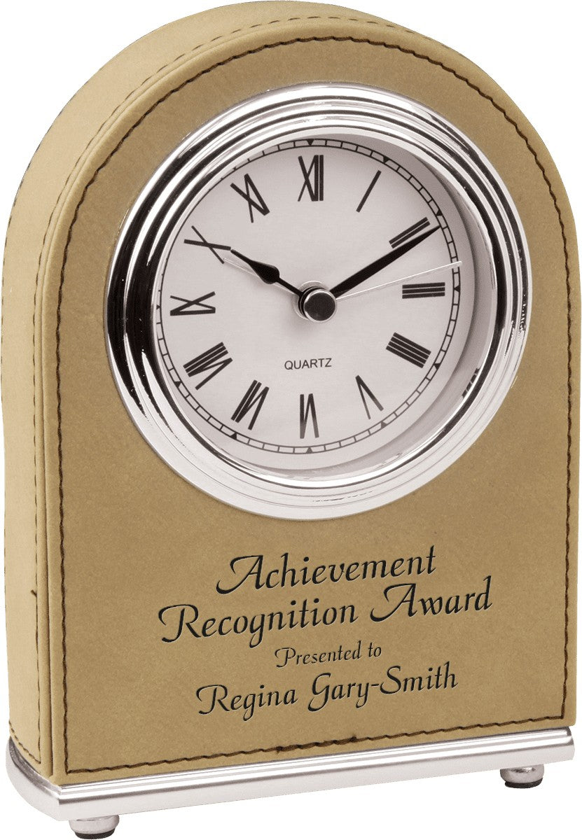 Personalized Light Brown Arch Style Desk Clock