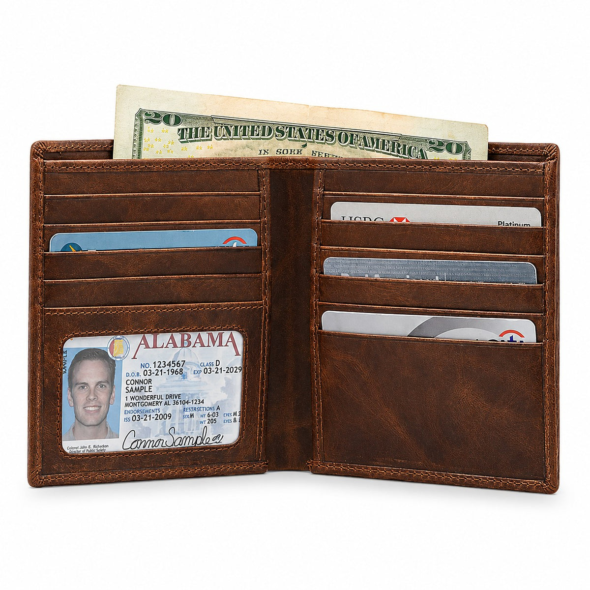 Executive Collection RFID Blocking Brown Leather Hipster Wallet
