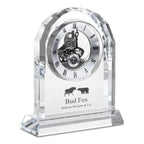 Bull & Bear Solid Crystal Personalized Quartz Clock With Arched Top