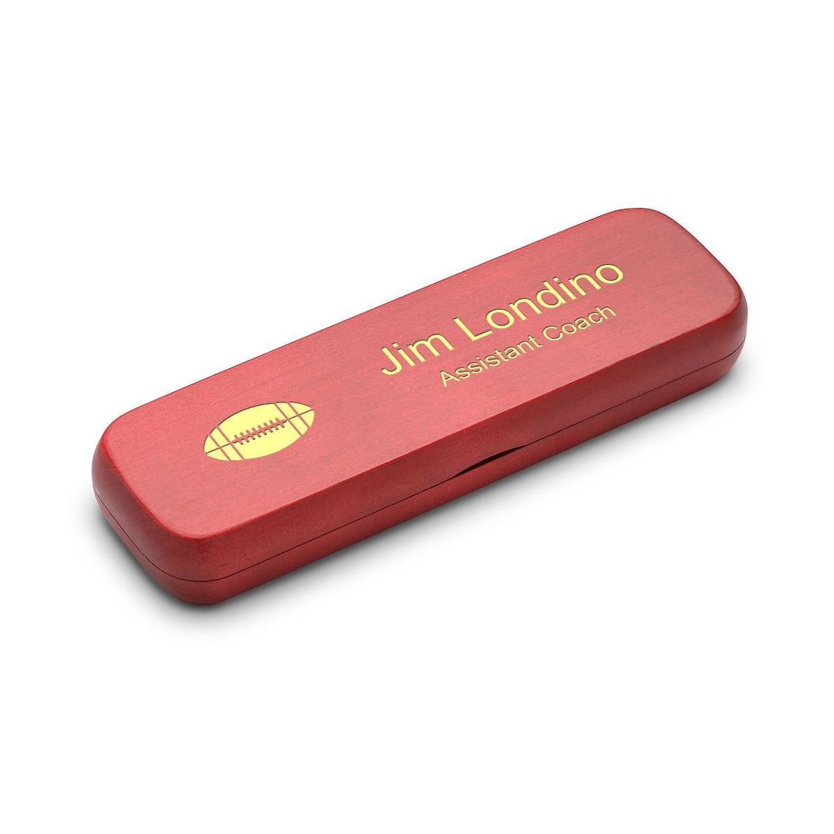 Football Themed Laser Engraved Cherry Finished Wood Double Pen and Box Set