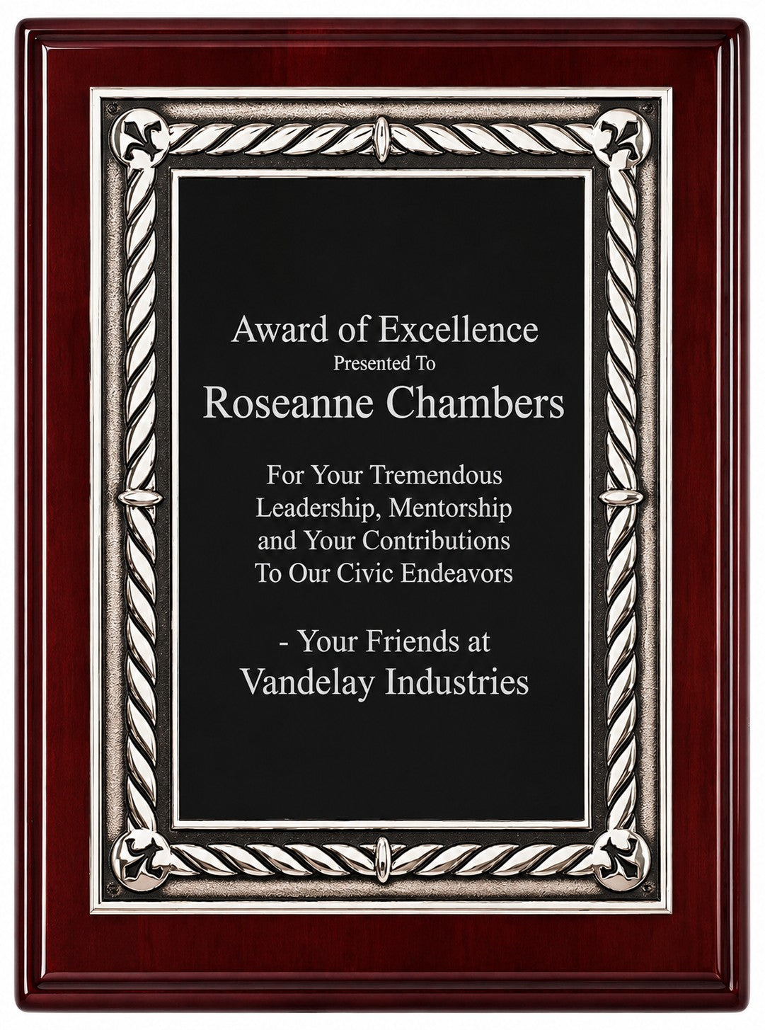 Rosewood Plaque With Embossed Engraving Plate - RP148
