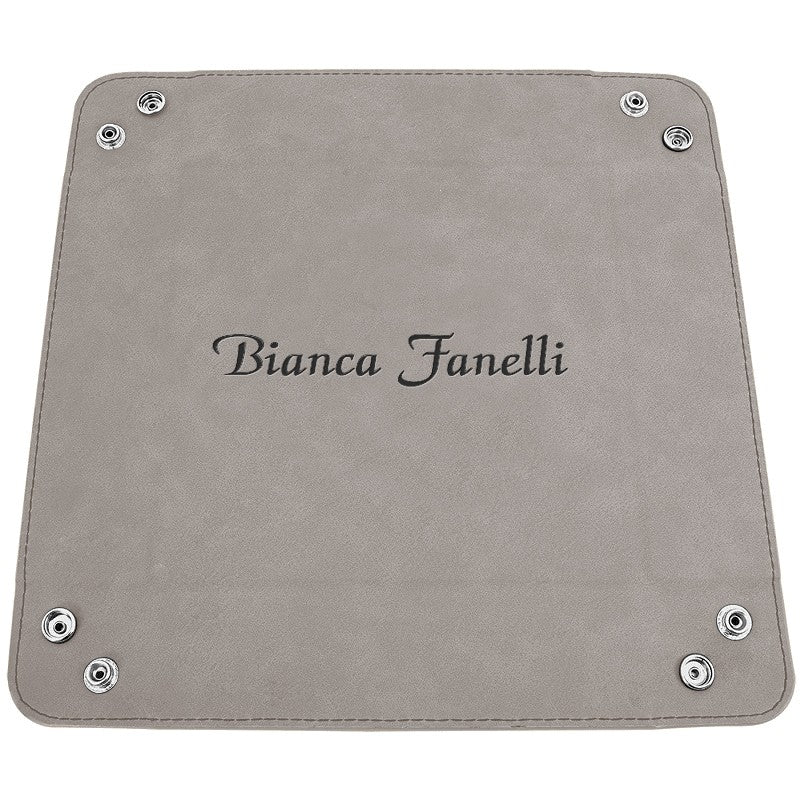 Personalized Gray Men's Valet Tray with Folding Snaps