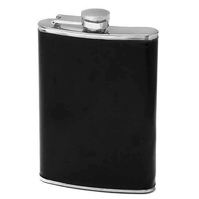 8 oz Black Leather Flask - Executive Gift Shoppe