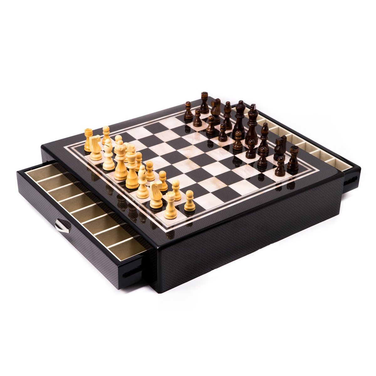 Carbon Fiber & Mother Of Pearl Chess Set