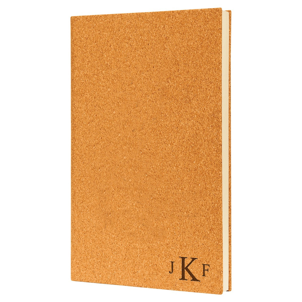 Cork Journal with Black Satin Bookmark with Roman Monogram