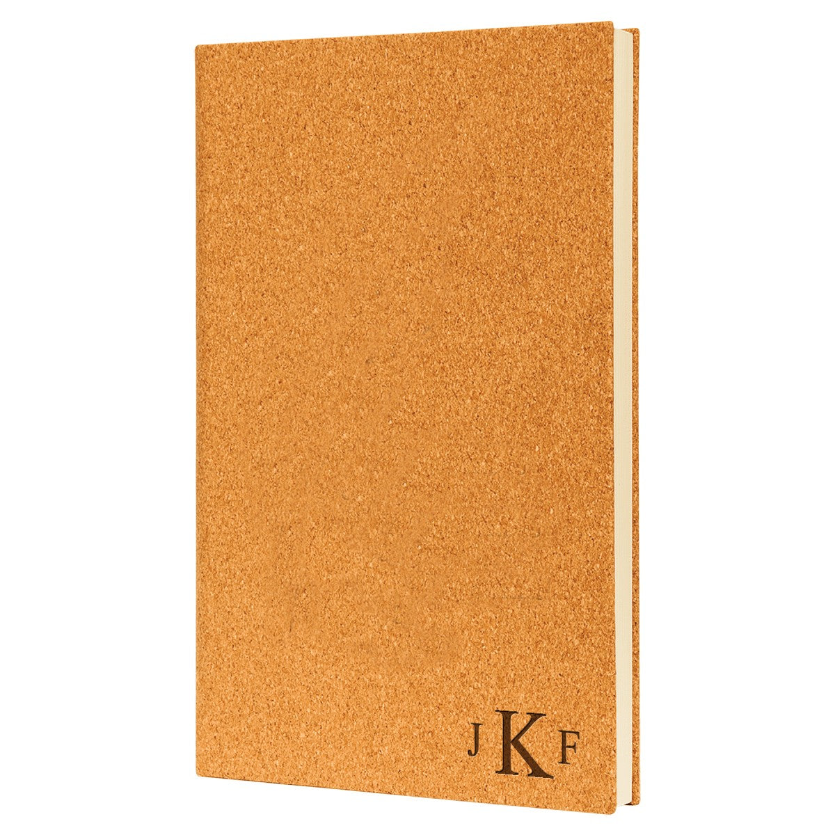 Cork Journal with Black Satin Bookmark with Roman Monogram