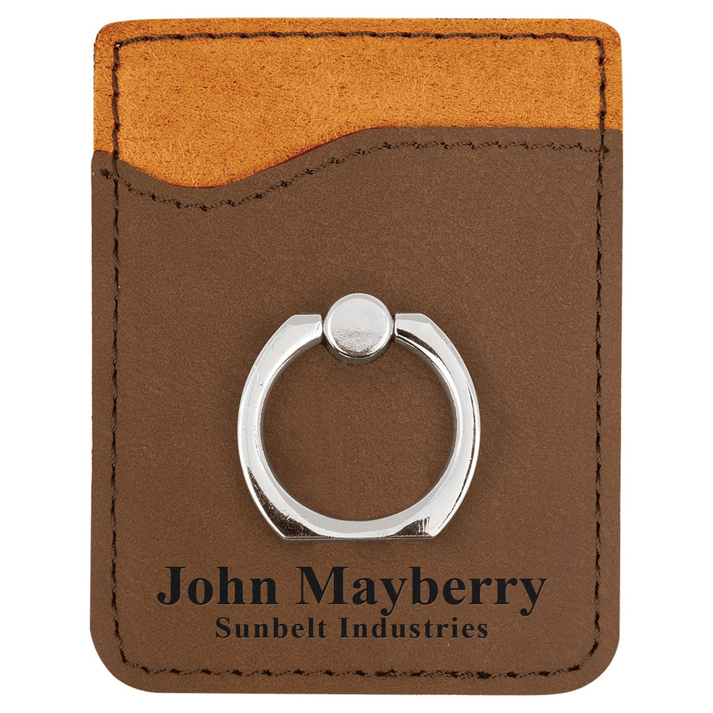 Personalized Dark Brown Phone Wallet with Ring