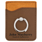 Personalized Dark Brown Phone Wallet with Ring