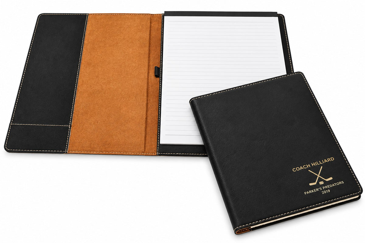 Hockey Coach's Personalized Black Leatherette Portfolio