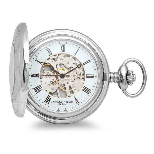 Men's Polished Silver Pocket Watch - Executive Gift Shoppe