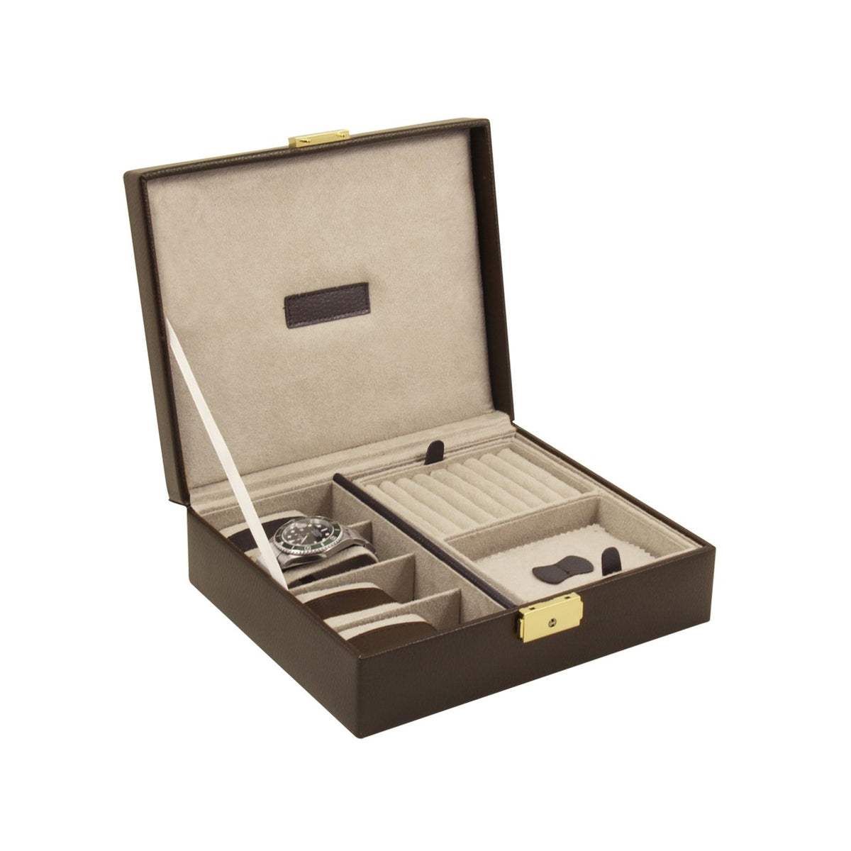 Brown Leather 4 Watch Case & Valet