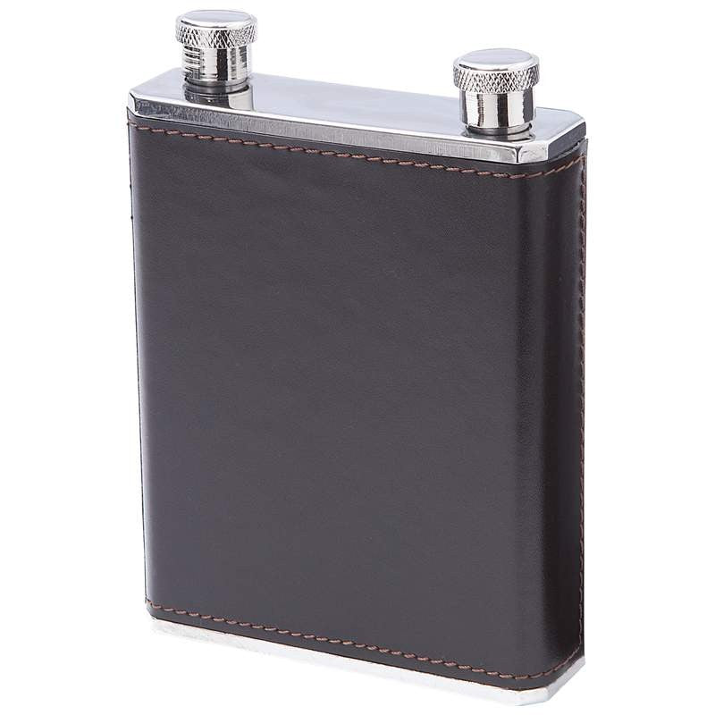 Black & Brown Faux Leather Wrap Dual Flask - Executive Gift Shoppe