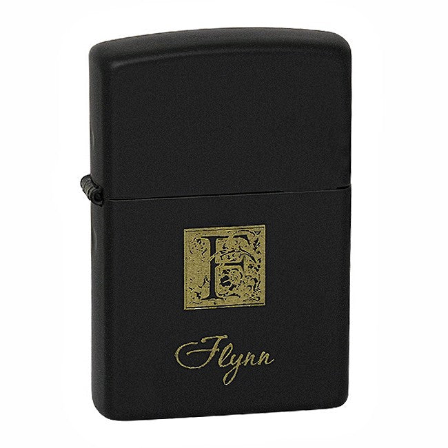 Monogram Black Matte Engravable Zippo Lighter - Executive Gift Shoppe