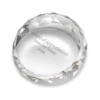 Laser Engraved Uneven Round Paperweight & Desktop Award with Faceted Edges