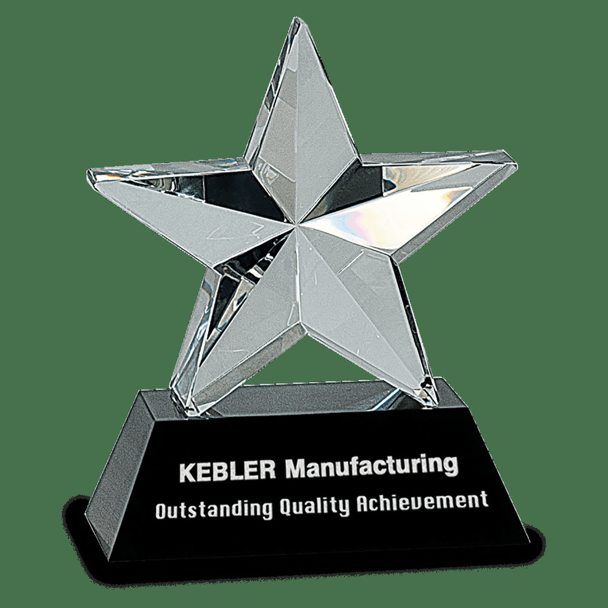 Crystal Star Award with Laser Engraved Black Crystal Base