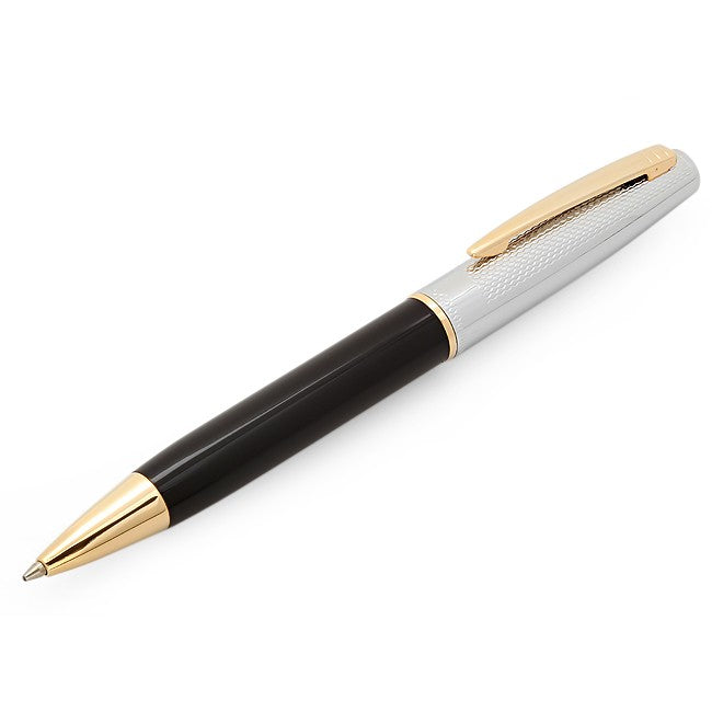 Elegance Black, Gold & Silver Ballpoint Pen