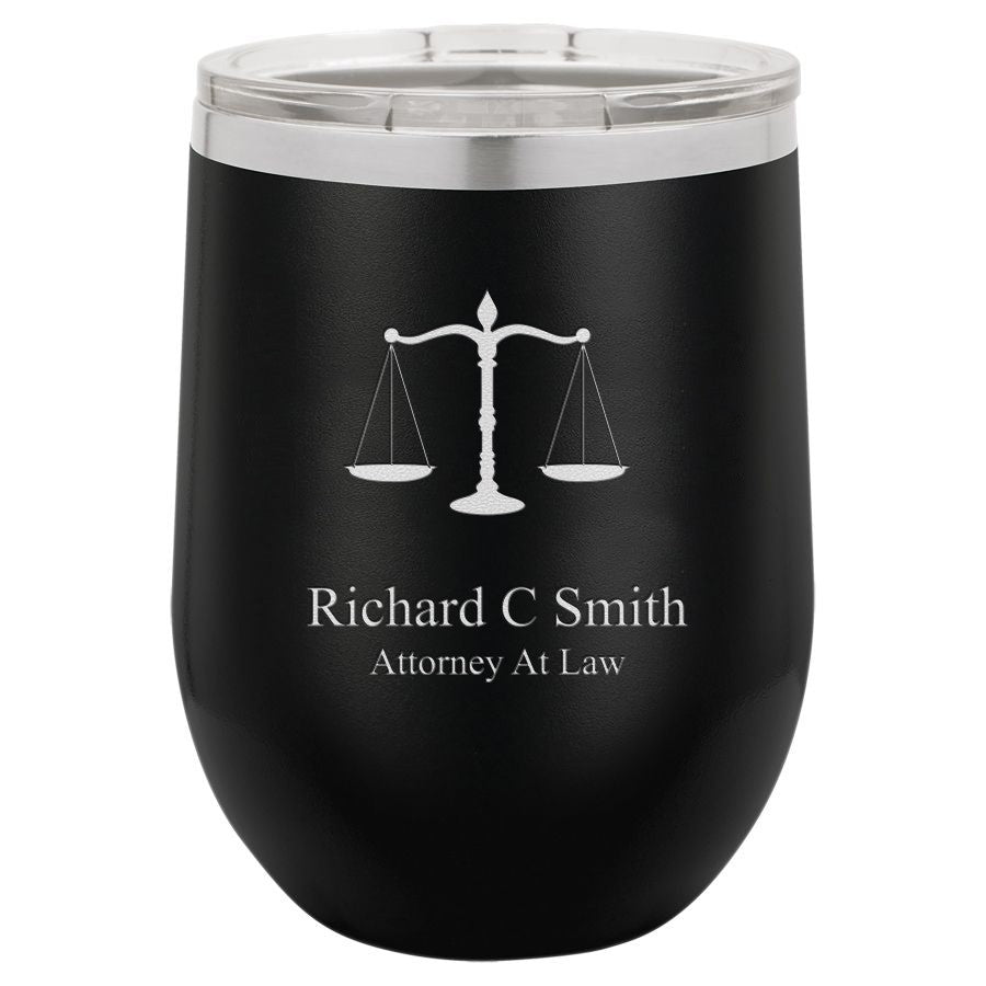 Legal Scales 12 Ounce Black Insulated Stemless Wine Glass