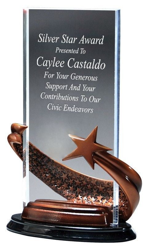 Bronze Brilliance Star Award with Laser Engraved Glass Plate
