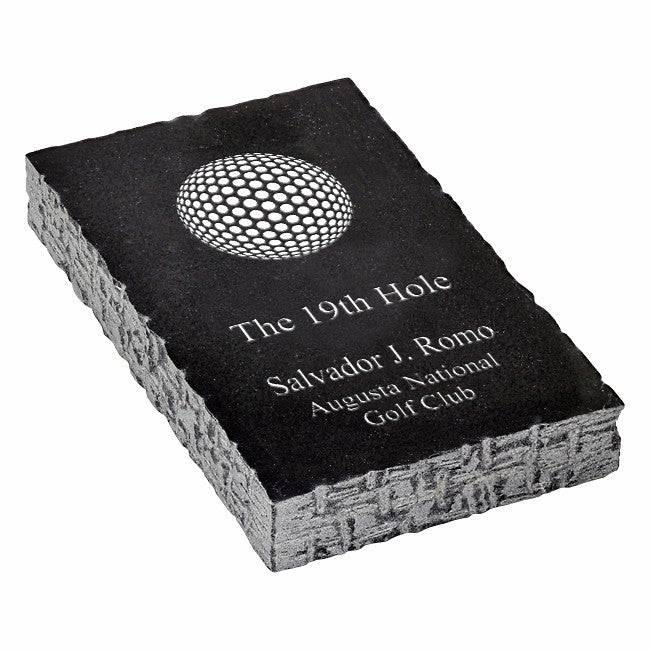 19th Hole Golf Theme Personalized Black Marble Paperweight