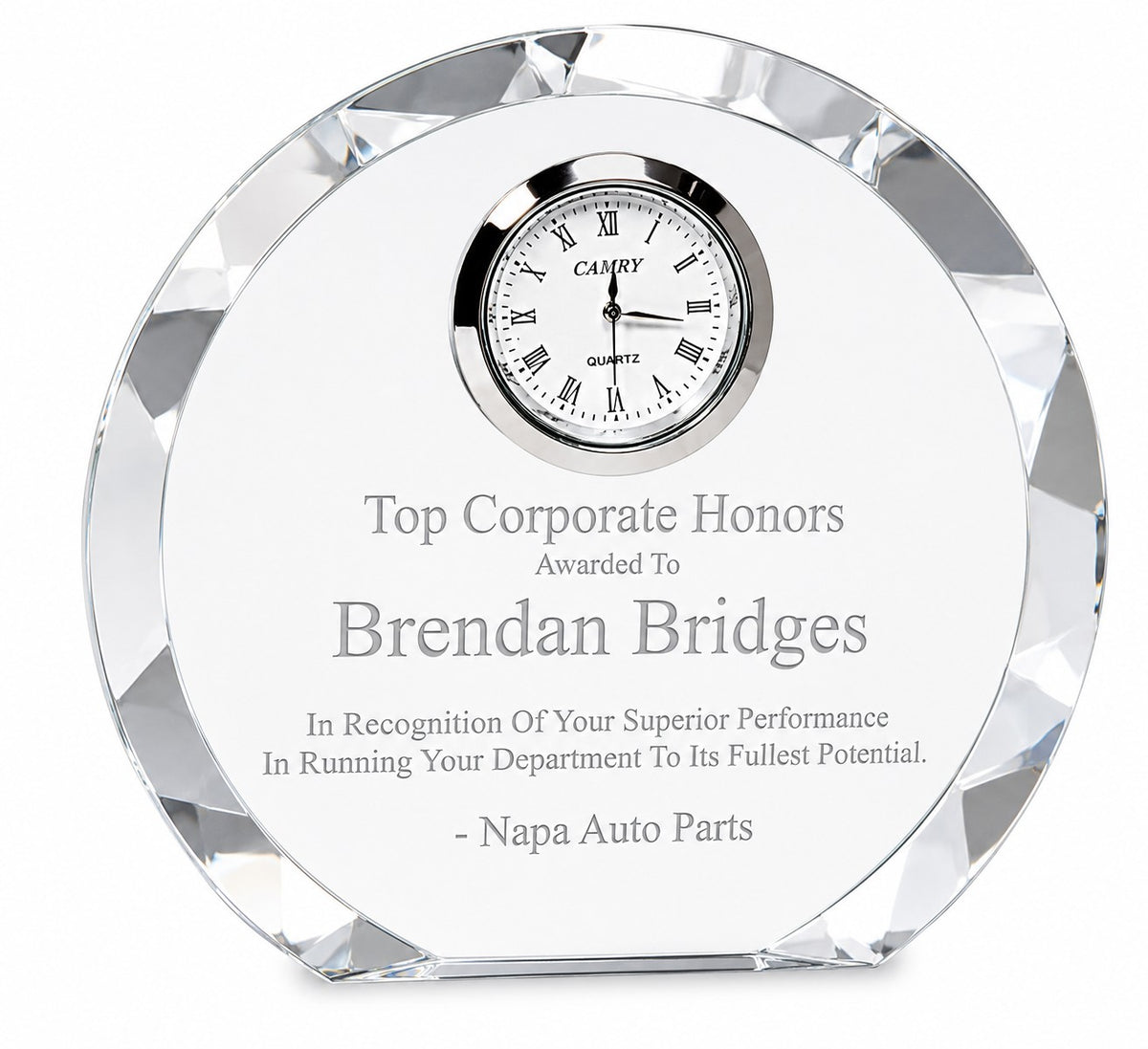 Personalized Round Premier Crystal Clock