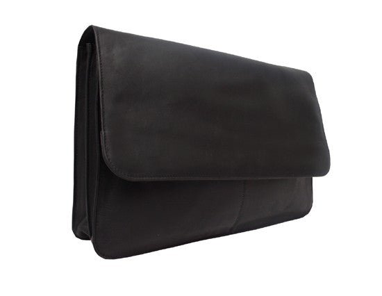 Three Section Flap Over Leather Portfolio
