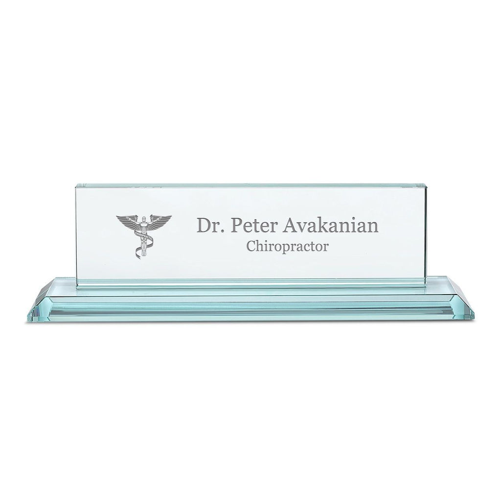 Distinguished Collection Chiropractor Theme Personalized Crystal Desktop Name Plate