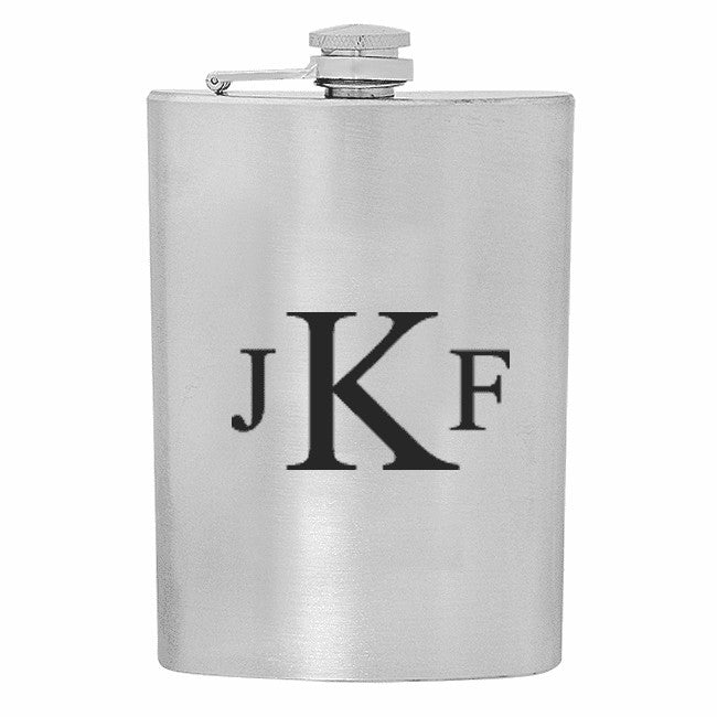Roman Monogram Stainless Steel Flask - Executive Gift Shoppe