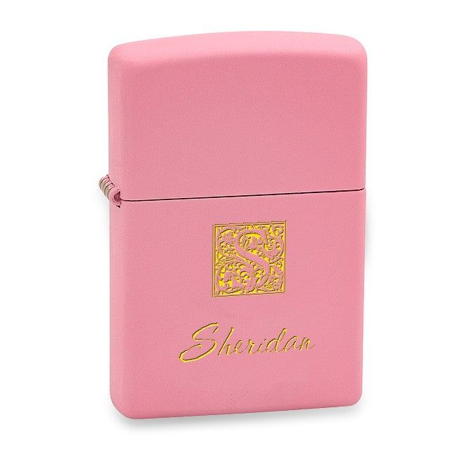 Monogrammed Pink Matte Zippo Lighter