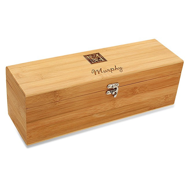 Monogram Bamboo Wine Box - Executive Gift Shoppe