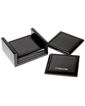 Executive Carbon Fiber 4 Piece Coaster Set