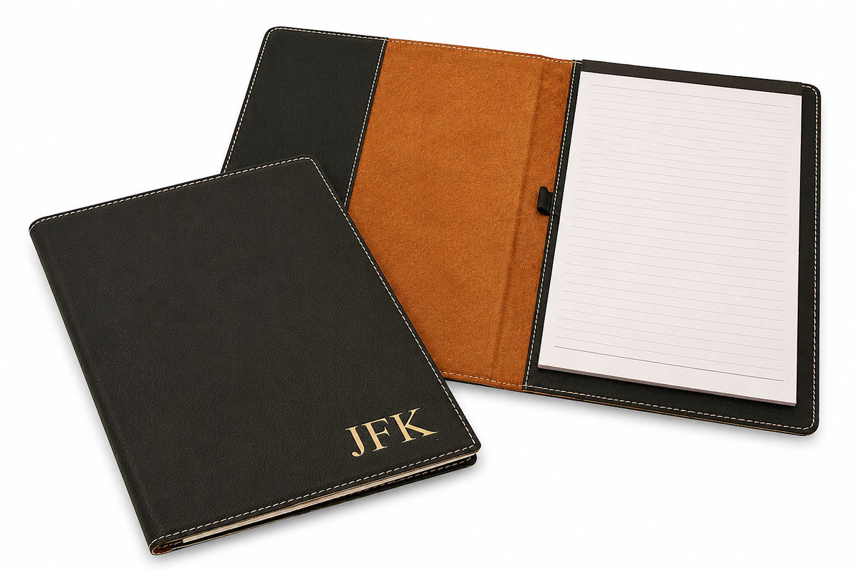 Black Portfolio & Notebook with Personalized Initials