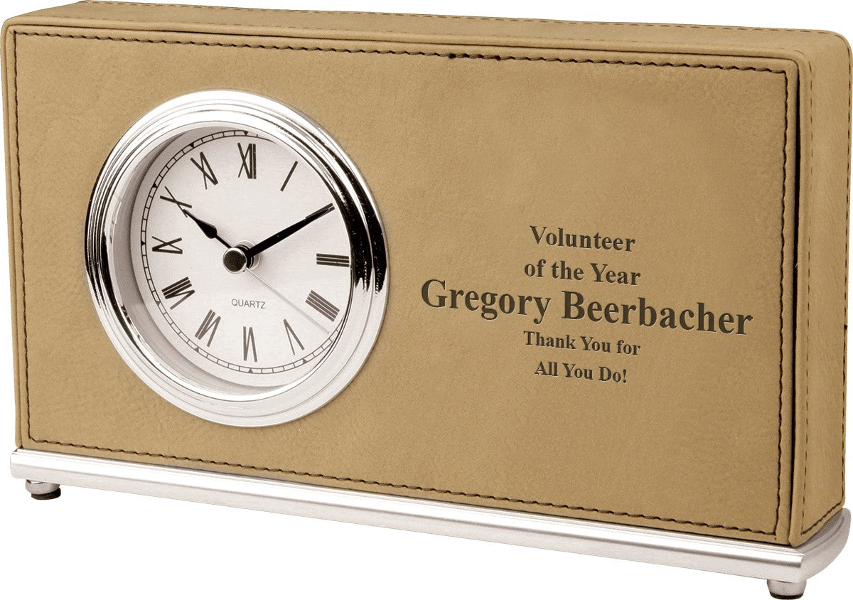 Personalized Light Brown Horizontal Desk Clock