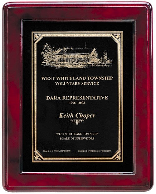 Rosewood Framed Plaque With Black Engraving Plate - RF300B - Discontinued
