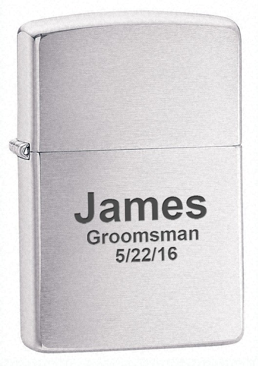 Brushed Chrome Engraved Zippo Lighter - Executive Gift Shoppe