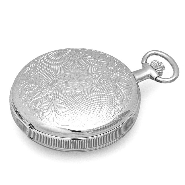 Polished Silver Mechanical Pocket Watch & Chain by Charles Hubert #3537