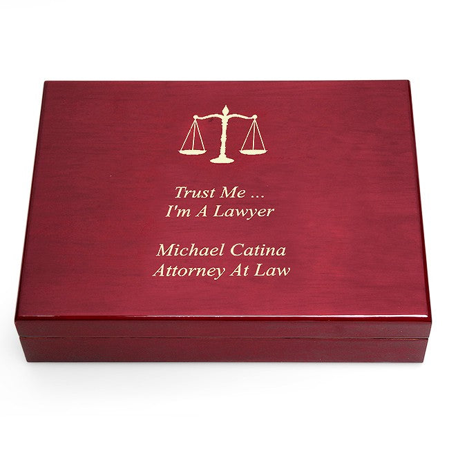 Personalized Scales of Justice Lawyer's Humidor