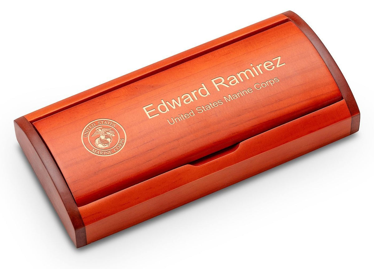 Diamond Cut Personalized Ballpoint Pen with Wood Box for Marines
