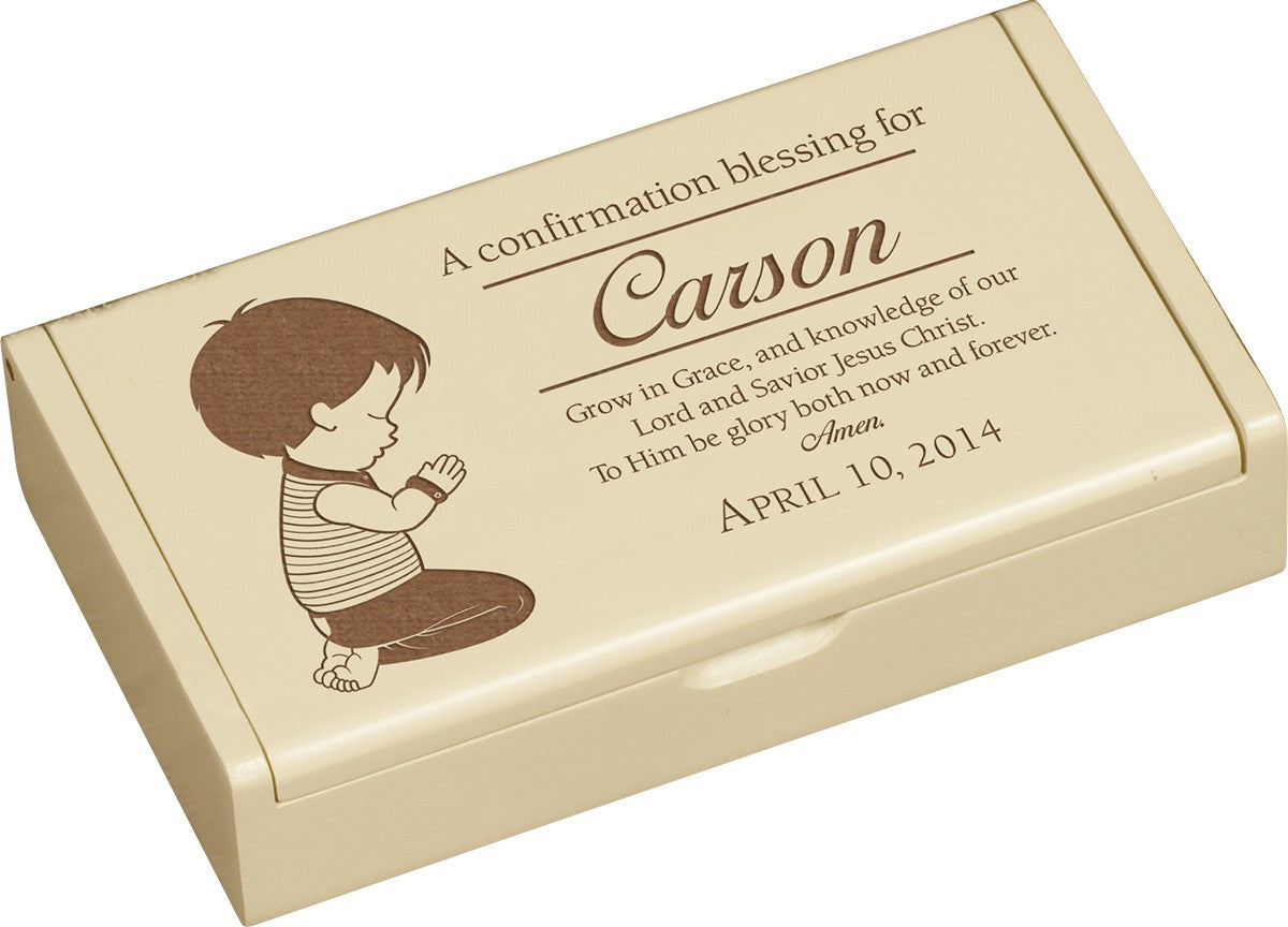 A Confirmation Blessing (Boy) Personalized Ivory Wood Box