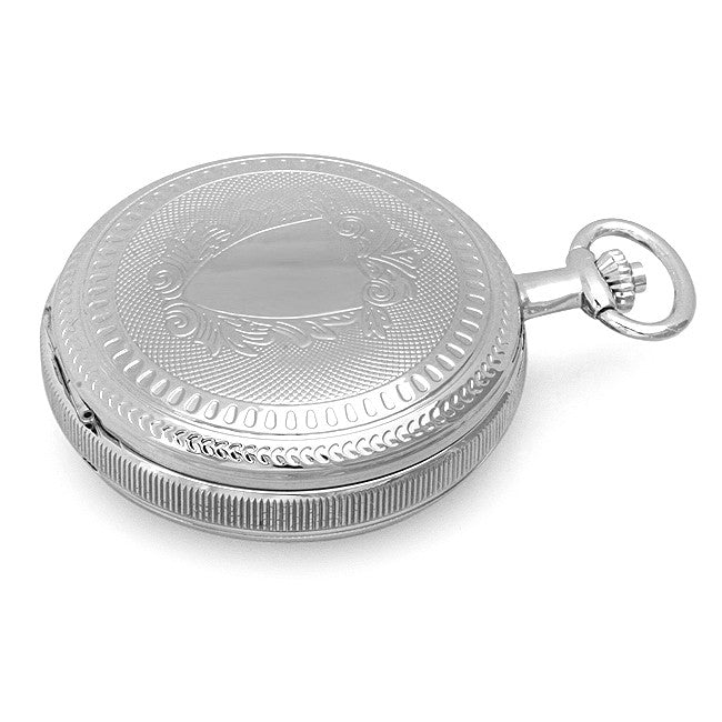 Polished Silver Mechanical Pocket Watch & Chain by Charles Hubert #3537