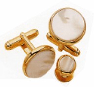 Mother of Pearl w/Radius Edge Genuine Stone Cufflinks