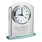 Arched Glass Personalized Desk Clock with Silver Finish Base