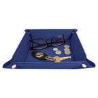Personalized Blue & Silver Men's Valet Tray with Folding Snaps