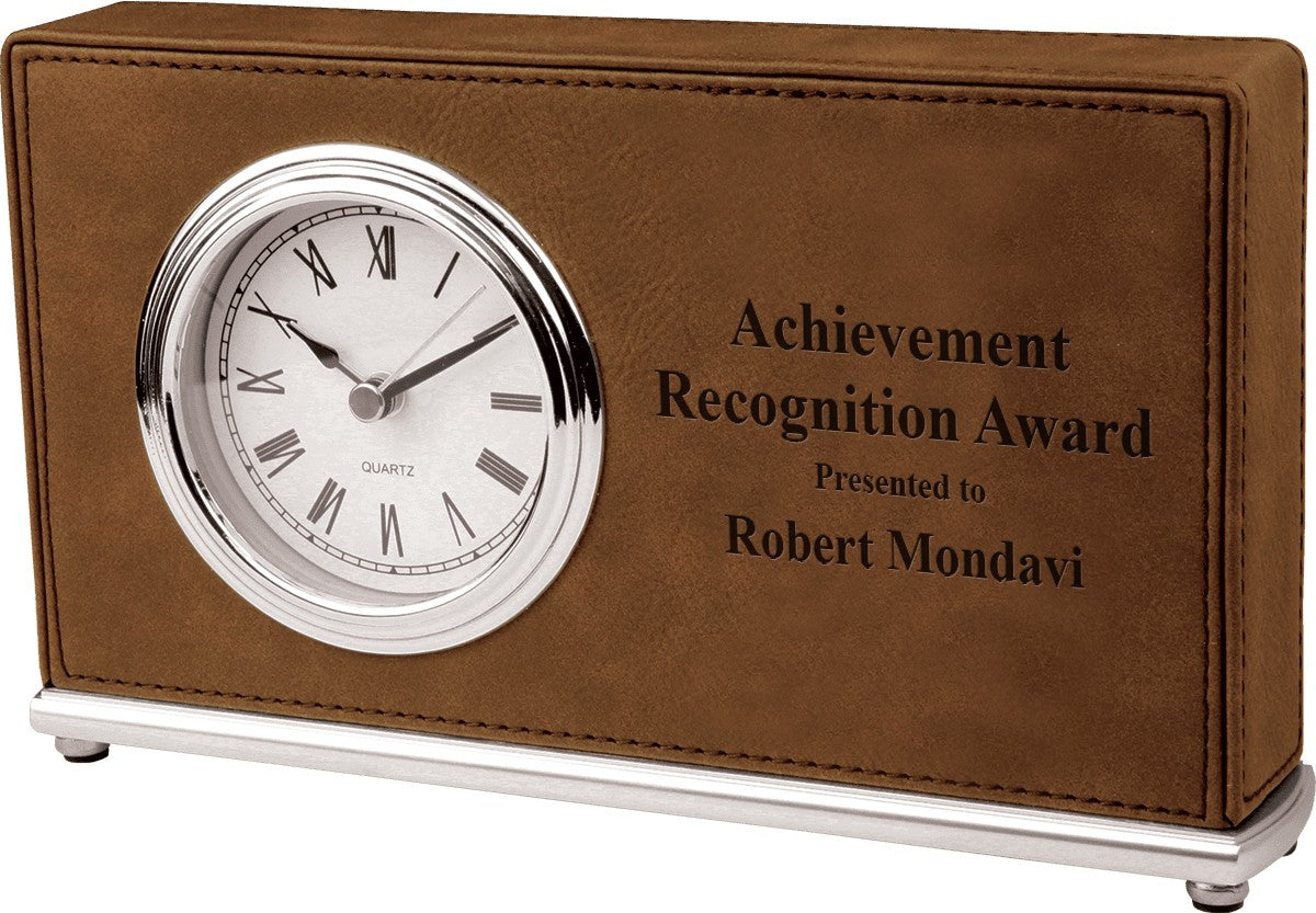 Personalized Dark Brown Horizontal Desk Clock