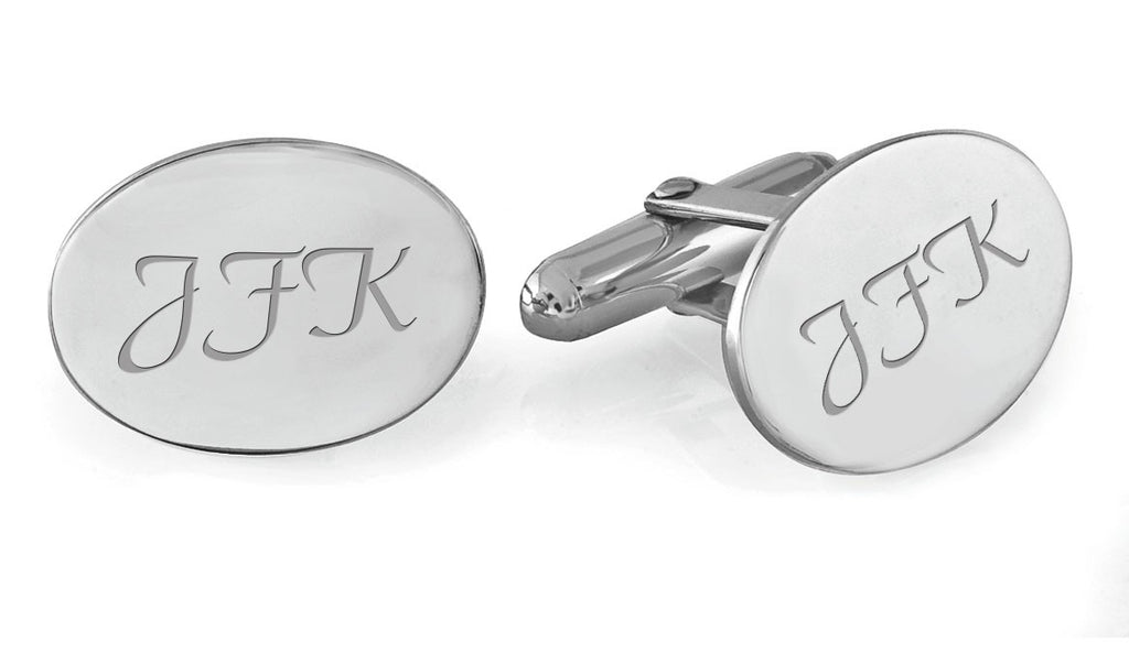 Sterling Silver Oval Engravable Cufflinks