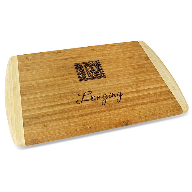 Monogram Two Tone Bamboo Cutting Board - Small