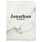 Personalized White Marble Leatherette Passport Holder