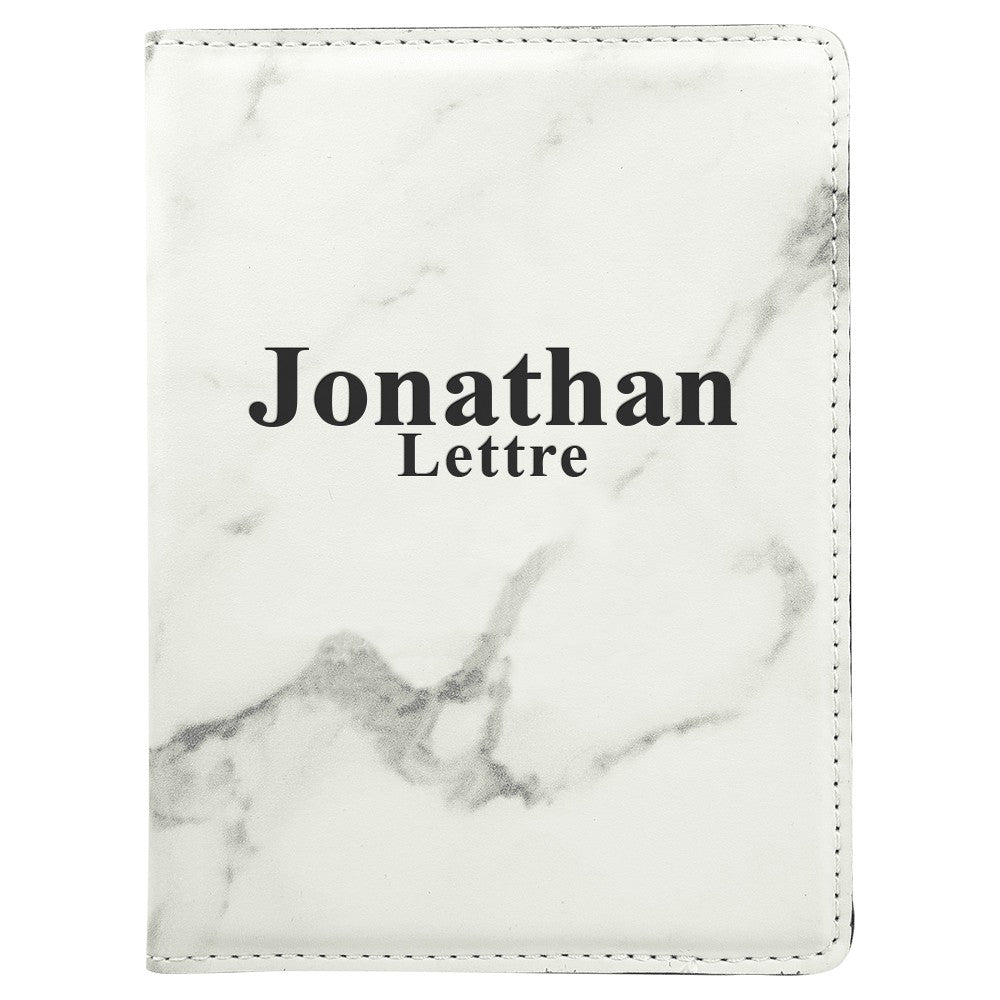 Personalized White Marble Leatherette Passport Holder