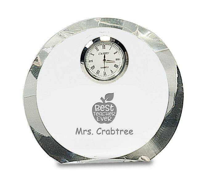 Best Teacher EverPersonalized Round Premier Crystal Clock with Beveled Edges