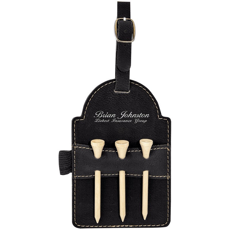 Personalized Black & Silver Golf Bag Tag with Tees